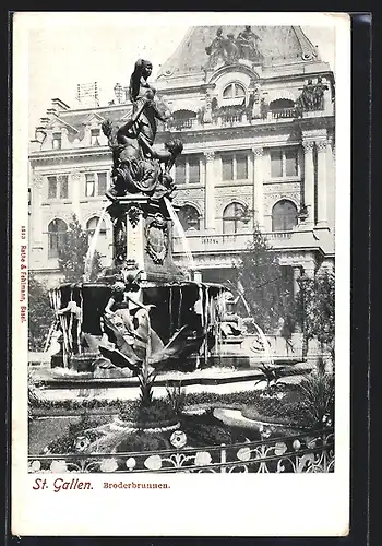 AK St. Gallen, Blick auf den Broderbrunnen