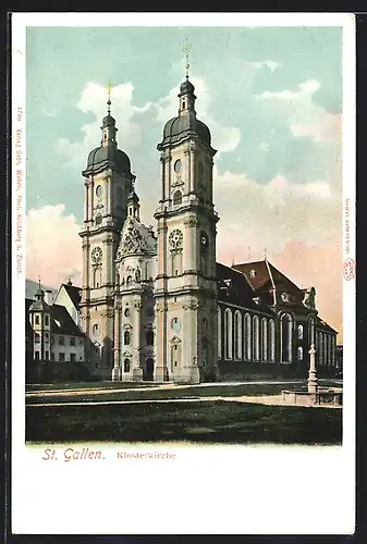 AK St. Gallen, Brunnen vor der Klosterkirche