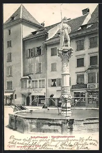 AK Schaffhausen, Ansicht des Vierröhrenbrunnen