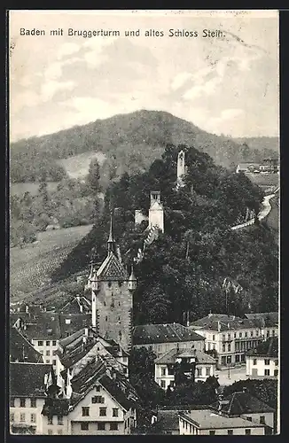 AK Baden, Bruggerturm und altes Schloss Steih