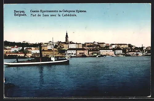 AK Belgrade, Port de Sava avec la Cathêdrale
