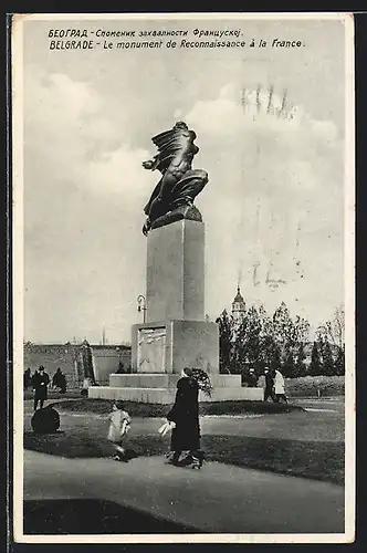 AK Belgrade, Le monument de Reconnaissance à la France
