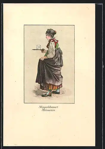 Künstler-AK Rippoldsau, Rippoldsauer Bäuerin in Trachtenkleidung