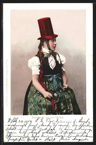AK Serie: Schwarzwälder Tracht, Volkstracht aus dem Elzthal