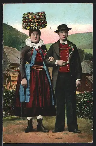 AK St. Georgen, Schwarzwälder Brautpaar