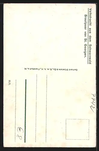 AK St. Georgen, Schwarzwälder Brautpaar