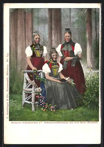 AK Amt Neustadt, Schwarzwälderinnen in Badischer Volkstracht