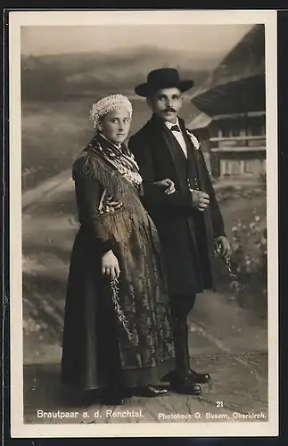 AK Renchtal, Brautpaar in Schwarzwälder Tracht
