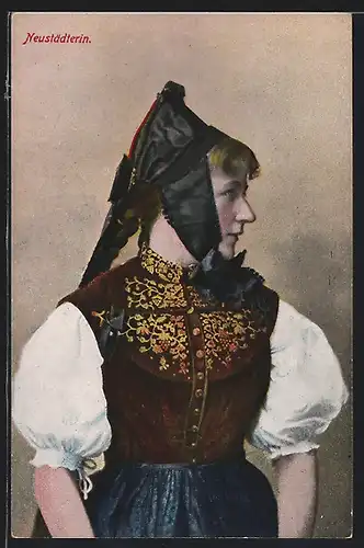AK Neustadt, Frau in Schwarzwälder Tracht
