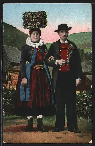 AK St. Georgen, Schwarzwälder Brautpaar