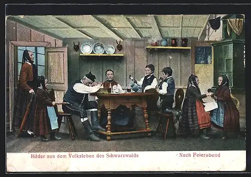 AK Bilder aus dem Volksleben des Schwarzwalds, Nach Feierabend