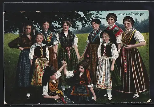 AK Thüringer Mädchen in Thüringer Tracht