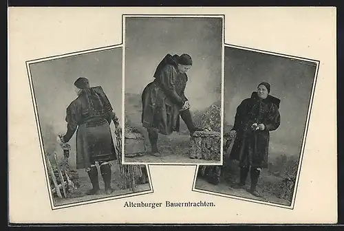 AK Altenburg, Dame in Tracht