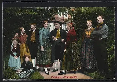 AK Thüringer Kirmesgäste in Trachten