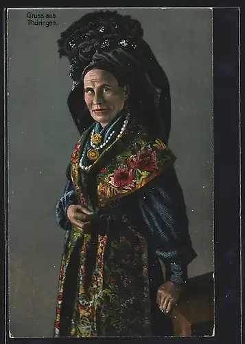 AK Alte Frau in thüringischer Tracht