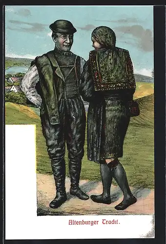 Künstler-AK Paar in Altenburger Tracht