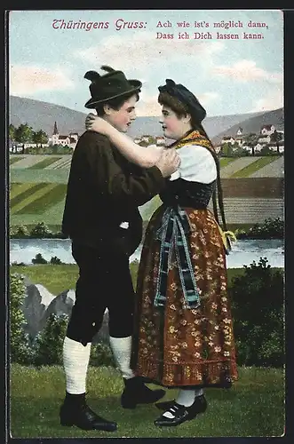 AK Thüringer Paar in Volkstracht