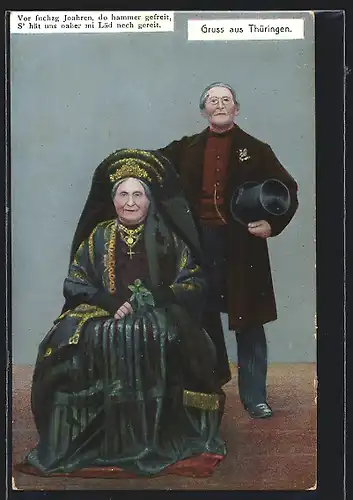 AK Altes Paar in thüringischer Tracht