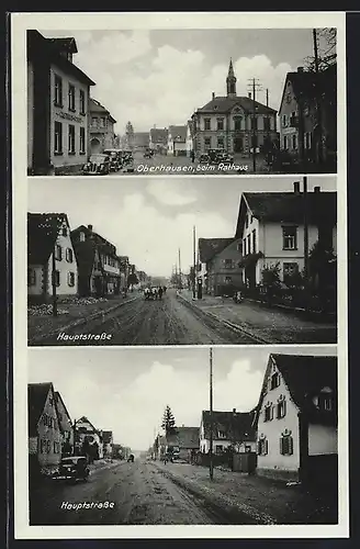 AK Oberhausen, Hauptstrasse, Strassenpartie beim Rathaus