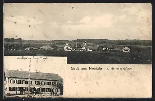 AK Neufahrn b. Hohenschäftlarn, Gasthaus von Jacob Trinkl, Ortsansicht