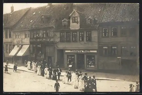 Foto-AK Bleicherode, Marktstrasse mit Geschäft von Friederike Wolff