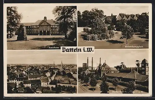 AK Datteln i/W, Amtshaus, Beisenkampplatz, Zeche Emscher Lippe I und II