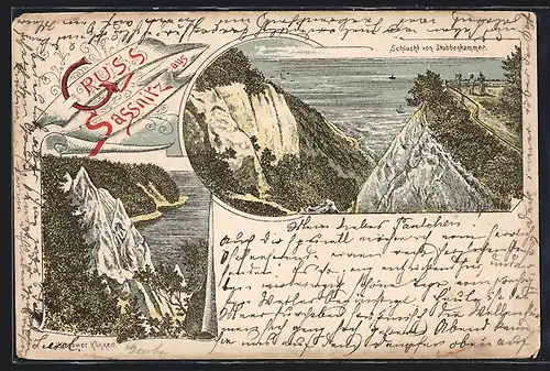 Lithographie Sassnitz, Schlucht von Stubbenkammer, Wissower Klinken