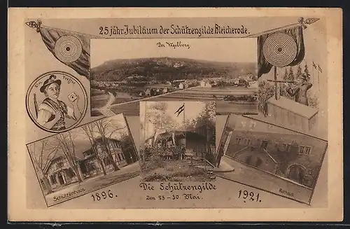 AK Bleicherode, 25-jähriges Jubiläum der Schützengilde 1896-1921, Schützenhaus, Rathaus, Der Vogelberg