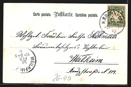 Künstler-AK E. Döcker: Wilderer mit erlegtem Rehbock versteckt sich vor dem Jäger