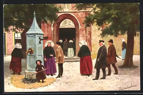 Künstler-AK Johan Georg Gerstenhauer: Dorfleben in Nordbrabant