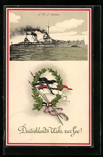 AK Kriegsschiff SMS Goeben, Reichskriegsflagge