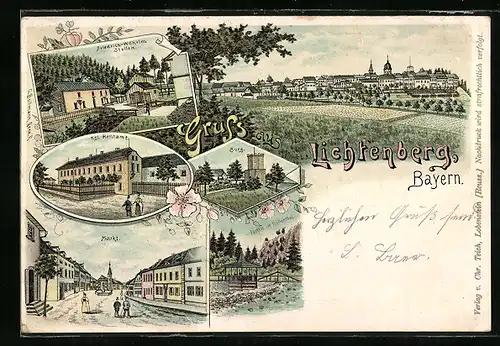 Lithographie Lichtenberg /Bayern, Friedrich-Wilhelm Stollen, Kgl. Rentamt, Markt