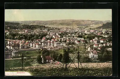 AK Winterthur, Blick von oben auf die Stadt