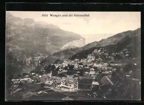 AK Wengen, Ortsansicht mit der Huhnenfluh