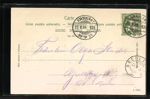 AK Olten, Kirchturm mit Ortsansicht am Fluss