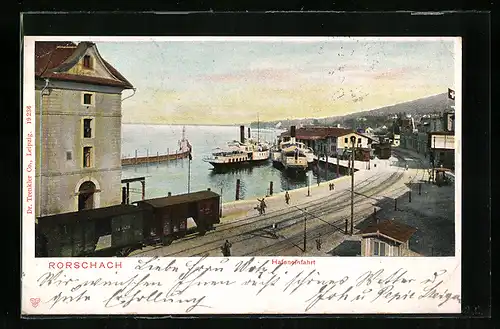 AK Rorschach, Hafeneinfahrt mit Dampfern
