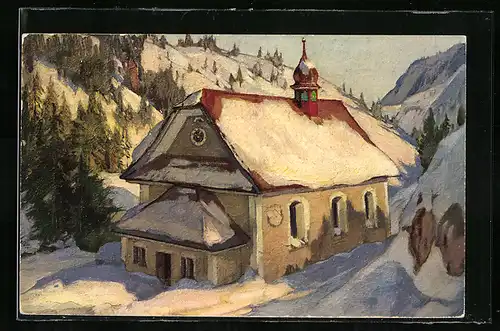 Künstler-AK Rigi-Klösterli, Gnadenkapelle Maria zum Schnee