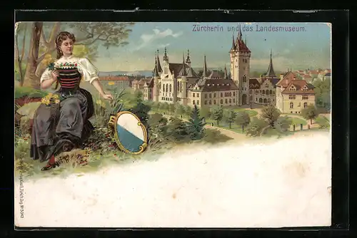 AK Zürich, Züricherin & das Landesmuseum