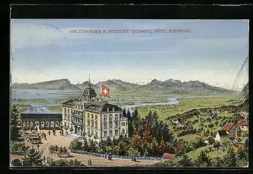 Künstler-AK Walzenhausen a. Bodensee, Hotel Rheinburg