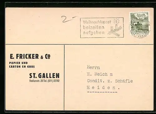 AK St. Gallen, E. Fricker & Co., Papier und Carton en Gros