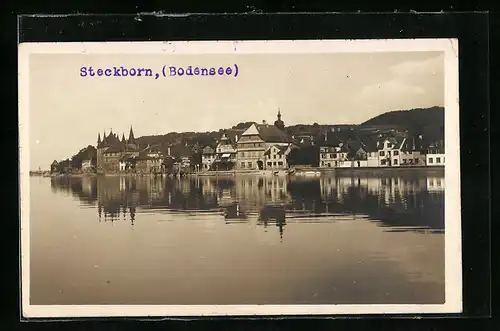 AK Steckborn /Bodensee, Blick über das Wasser in den Ort