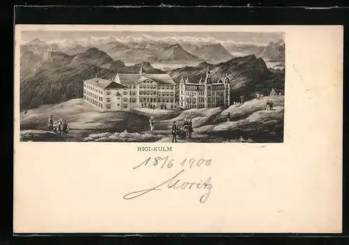 AK Rigi-Kulm, Blick auf grosses Gebäude