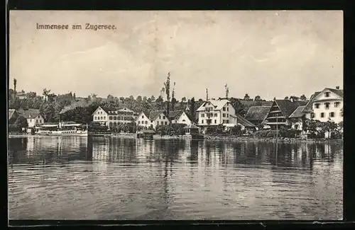 AK Immensee am Zugersee, Dampfer vor Hotel Pension Rici