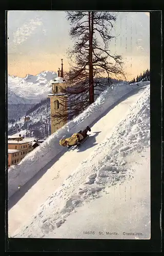 AK St. Moritz, Cresta-run im Winter