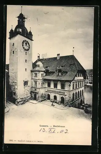 AK Luzern, Blick zum Rathaus