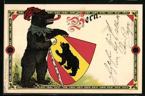 AK Bern, Bär mit Wappen und Schwert