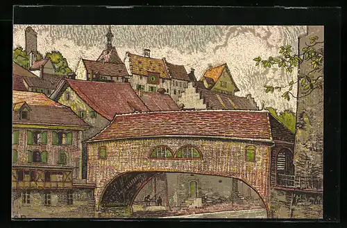 Künstler-AK Baden, Ortsansicht