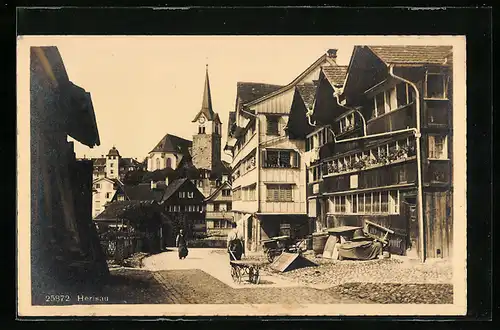 AK Herisau, Ortspartie mit Blick auf die Kirche