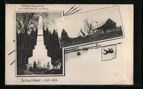 AK Stoss, Schlachtfeier 1. Juni 1905, Ortsansicht