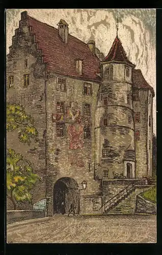 Künstler-AK Baden, Blick auf das Landvogteischloss